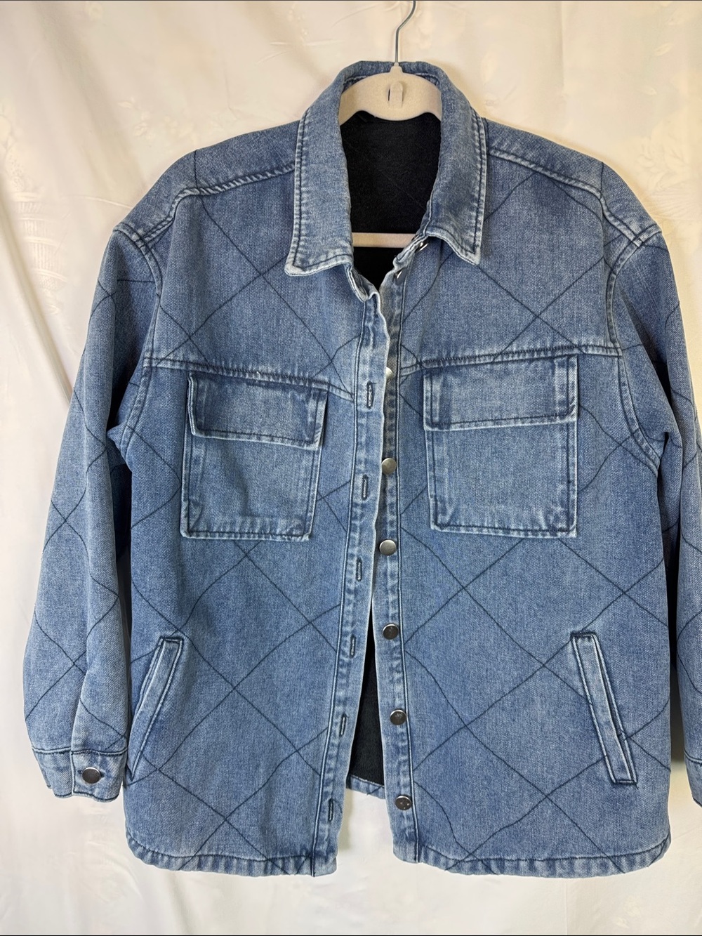 Quilted Denim Jacket - Blue Jean Jacket